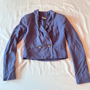 Jason Wu Purple Linen Blend Cropped Blazer Size XS Women